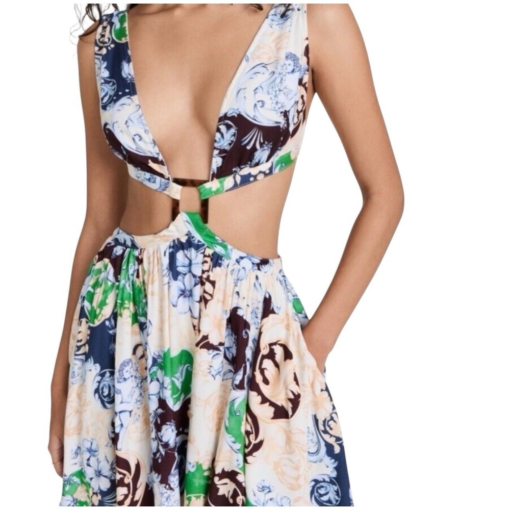 NWT Agua Bendita Gillian Cover-Up Cutout Mini Dress Floral Size zipper closure